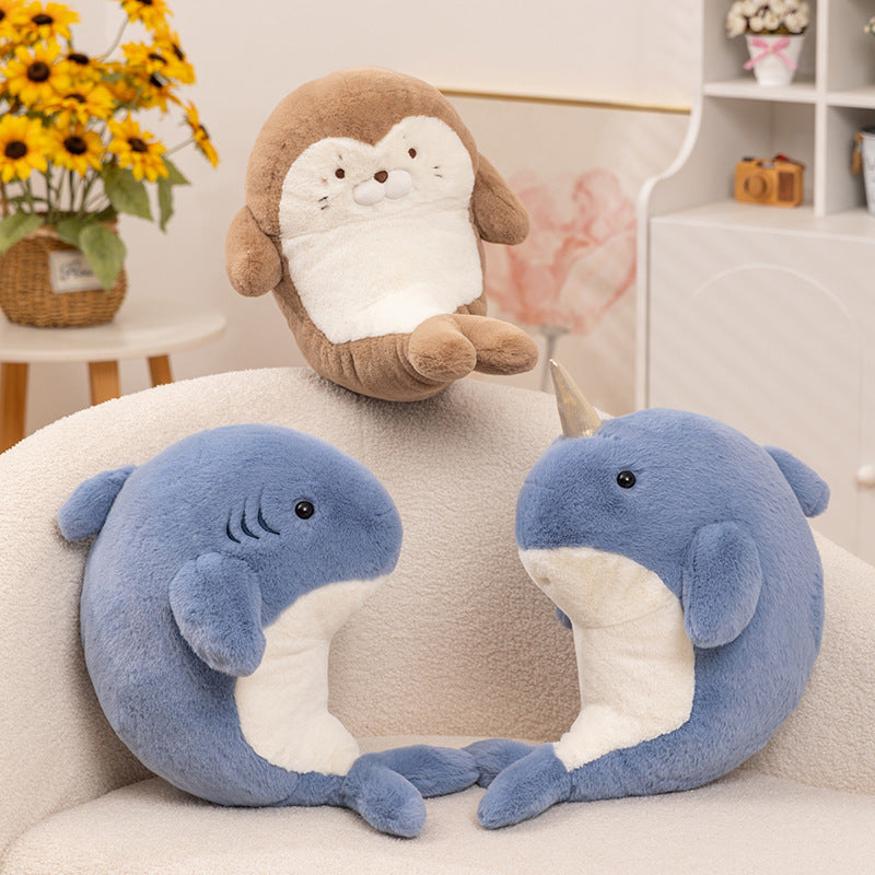 Cartoon Marine Animal Plush Toys: Seal and Shark
