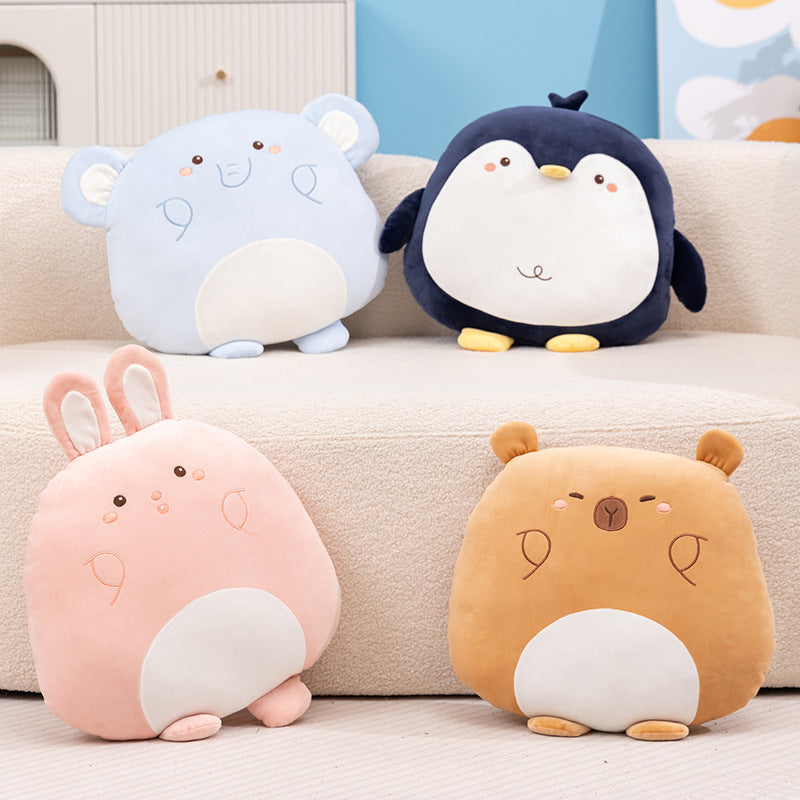 Penguin, Capybara, Elephant, and Rabbit Plush Pillows