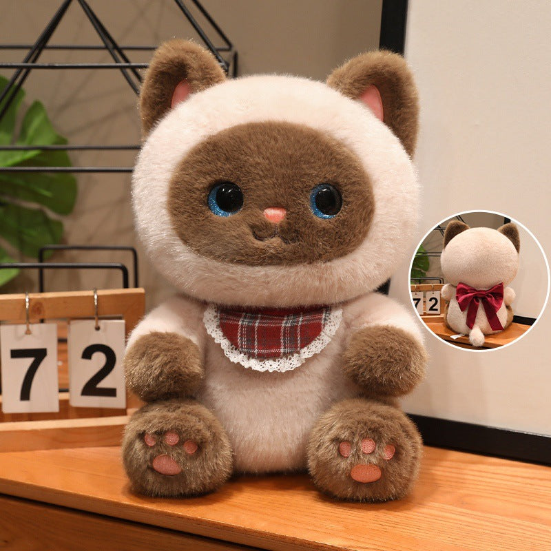 Siamese cat soft toy 40cm large size comparison.