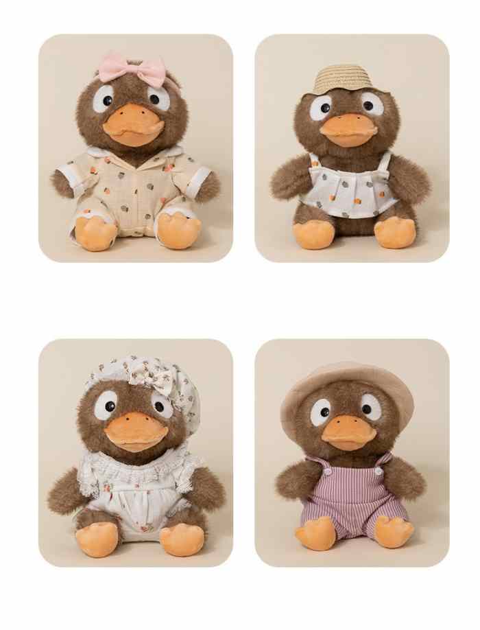 Assorted dress-up duck plush collection for arcade inventory and venue restocking.