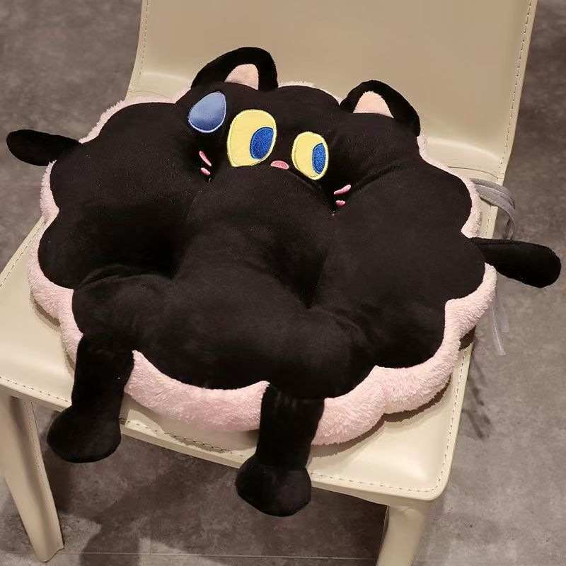 B2B custom black cat plush chair pad cushion optimized for global retail distributors.