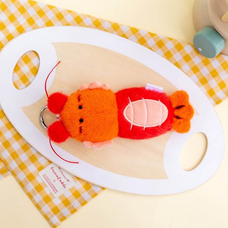 B2B custom orange lobster plush keyring produced by expert toy manufacturer.