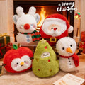 Bulk assortment of Christmas plush toys including Santa, snowman, and tree for wholesale