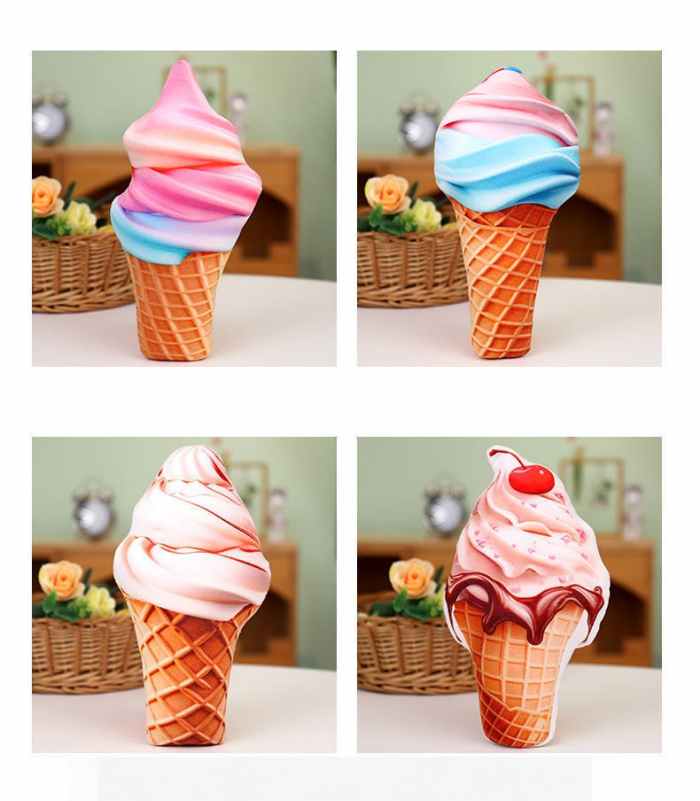 Bulk 3D ice cream pillow assortment featuring swirl and cherry designs, perfect for candy shop decor and gift boutiques.