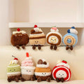 Bulk custom dessert food plush vendor catalog displaying seven cake stuffed toys for boutique distributors.