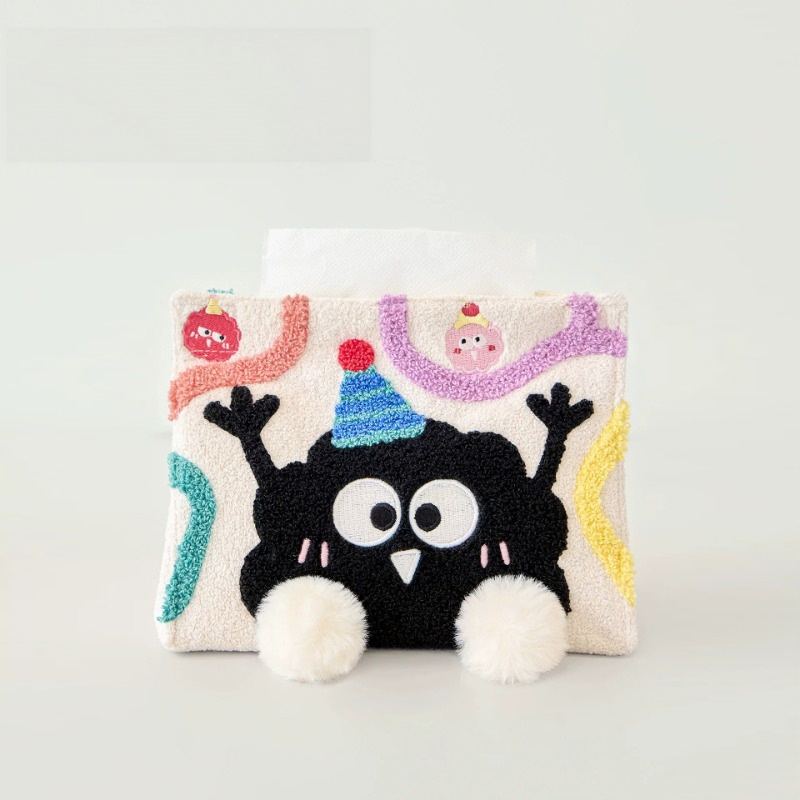Bulk custom kawaii tissue dispenser cover displayed on a clean background for worldwide wholesale vendors.
