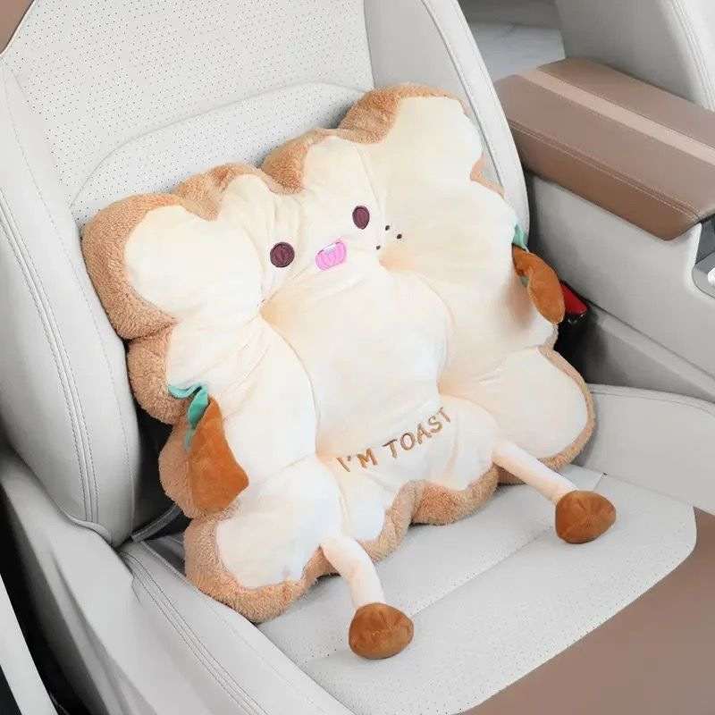 Bulk custom kawaii toast plush car seat cushion for worldwide wholesale vendors.
