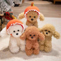 Bulk cute poodle stuffed animal collection displaying four realistic color variants on a rug, optimized for wholesale sourcing.