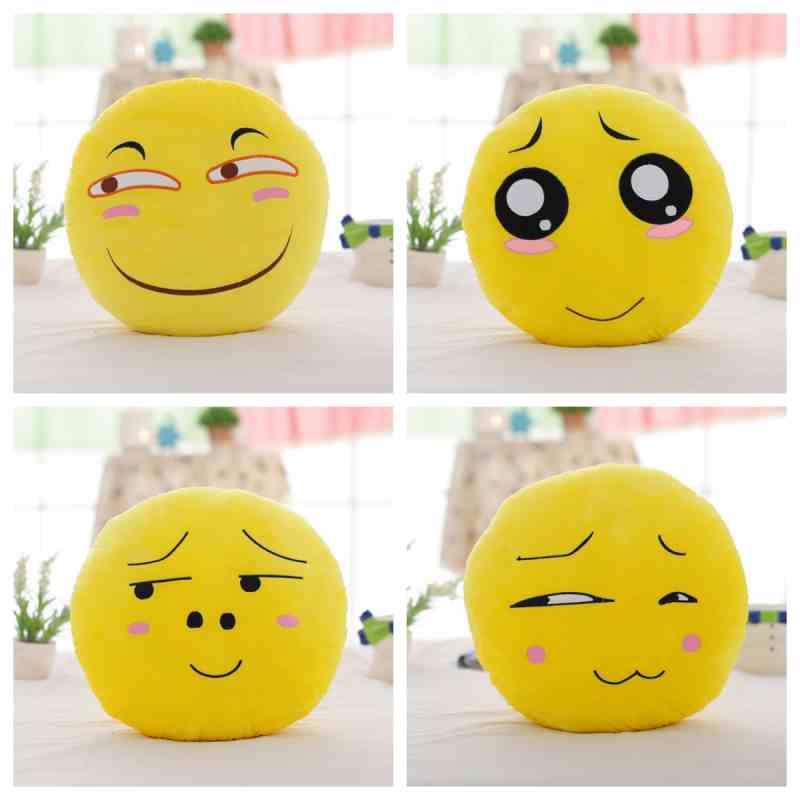 Bulk funny emoticon cushion assortment including smirk and pleading eyes, perfect for boutique wholesale and lifestyle stores.