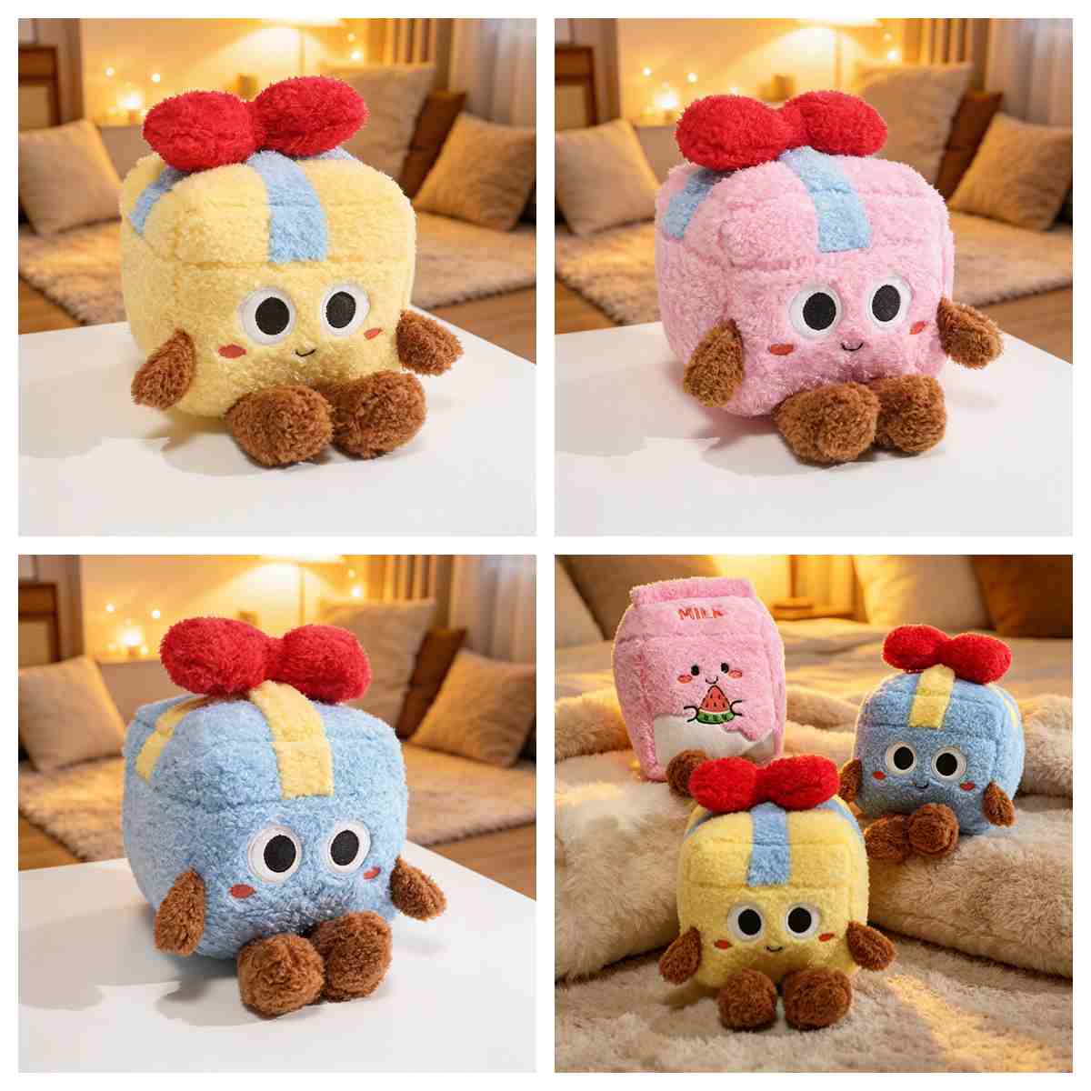Bulk plush gift box stuffed toy collection with cute faces and feet, optimized for cross-border B2B supply.