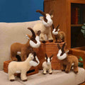 Bulk realistic mountain goat plush assortment showcasing six different size variants, optimized for volume B2B ordering.