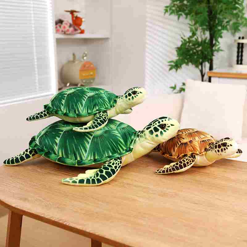 Bulk realistic sea turtle family toys on a wooden table, targeted at global educational toy distributors