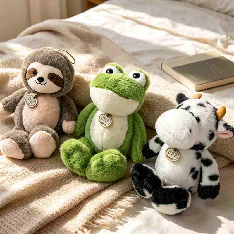 Bulk safari and farm animal stuffed toy collection with retro charm collars, optimized for global B2B boutique and gift shop sourcing.