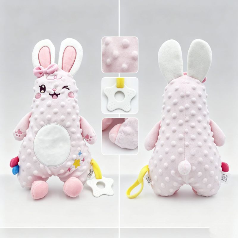 custom-oem-pink-bunny-baby-soothing-towel-plush-distributor