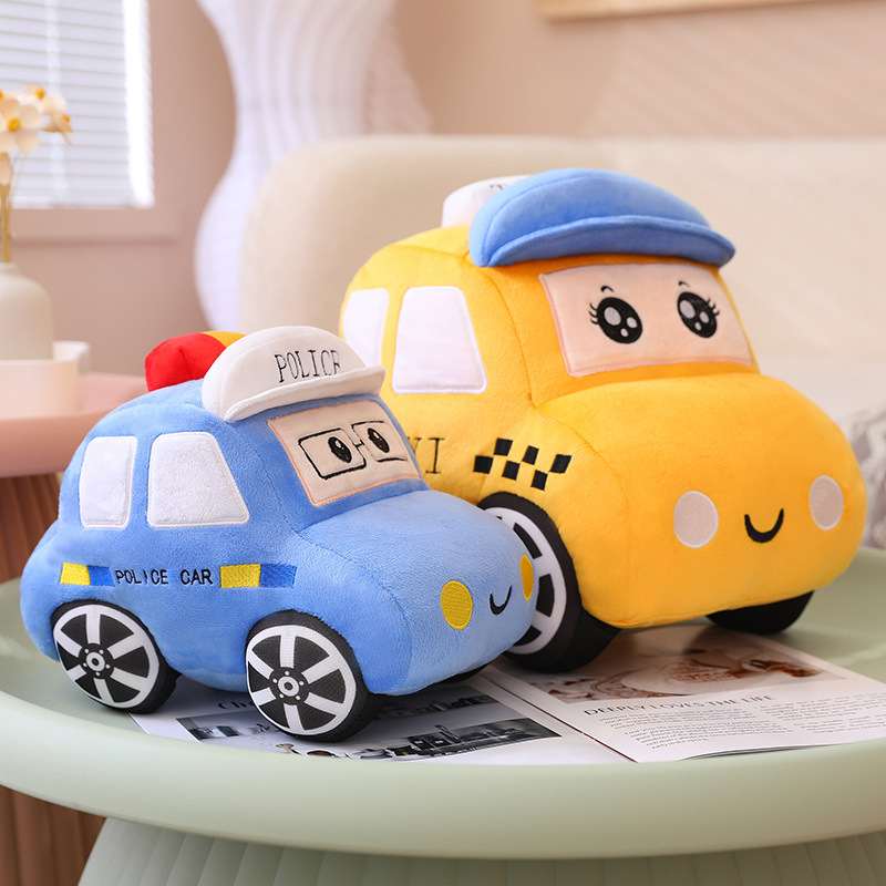 Police bus plush cushion showcasing flexible custom OEM manufacturing capabilities.