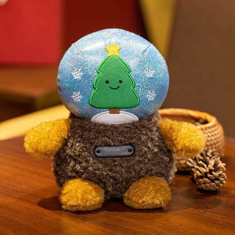 Unique snow globe design Christmas tree plush toy for custom branding