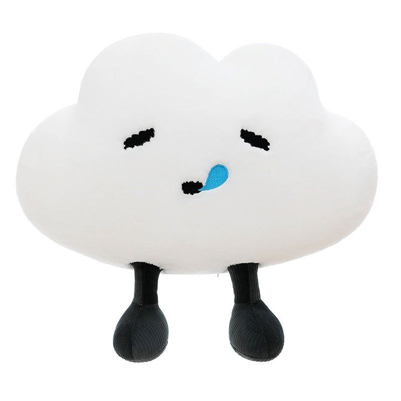 Custom smiling white cloud stuffed toy plush cushion on clean background for private label OEM manufacturing.