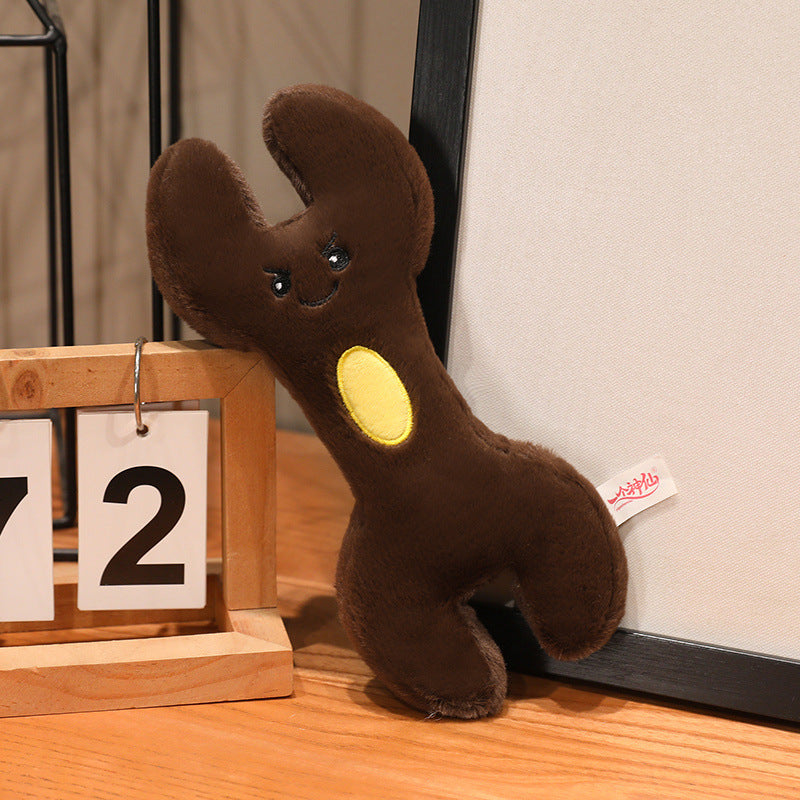OEM plush double wrench soft toy manufactured for hardware brand promotional swag.