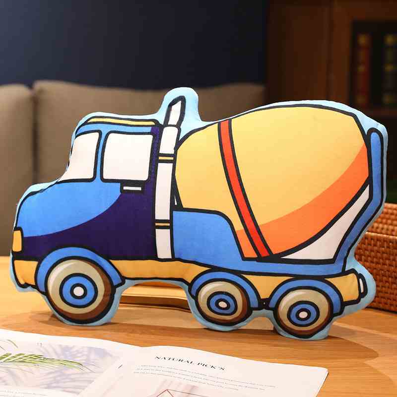 Factory-direct concrete mixer truck plush toy, excellent for construction-themed nursery wholesale.