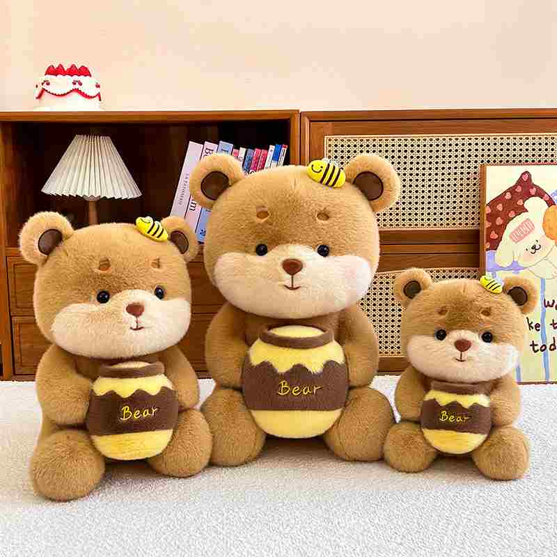 Factory-direct cute bear plush family assortment on a rug, ideal for cross-channel retail.