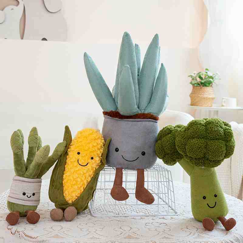 Novelty vegetable and succulent plush toy set, factory-direct for amusement arcade routes.