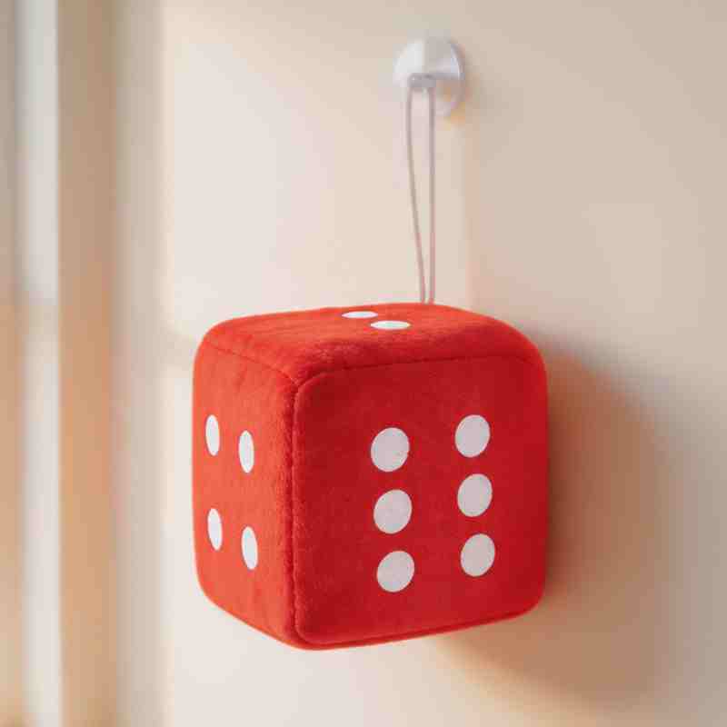 Bright red plush dice novelty toy, factory-direct wholesale prize for claw machines.