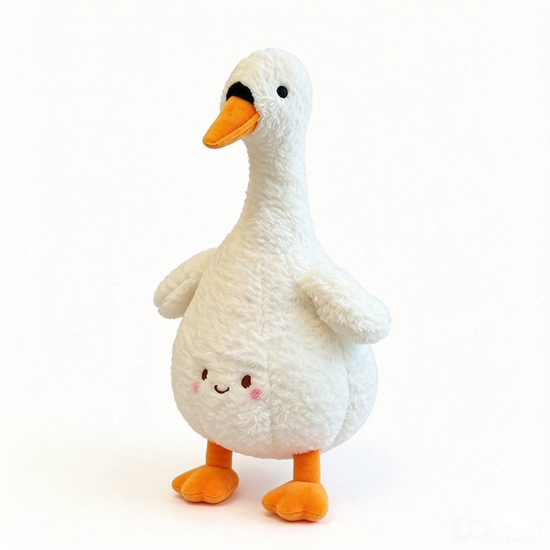 Factory-direct standing swan plush soft toy on white background, ideal for global B2B sourcing.