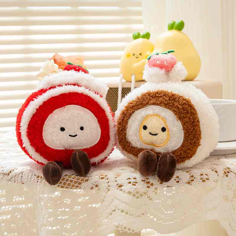 Factory-direct strawberry and red velvet swiss roll plushie sourcing for private label manufacturers.
