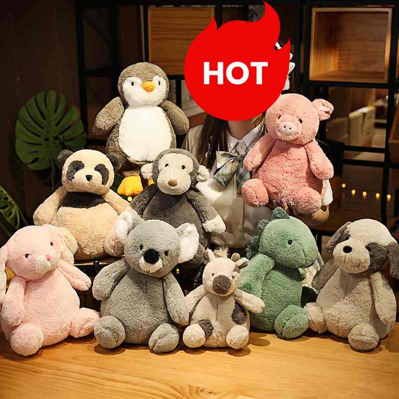 Factory-direct trending animal soft toy sourcing display showcasing a full set of plush animals, ideal for private label OEM partners.