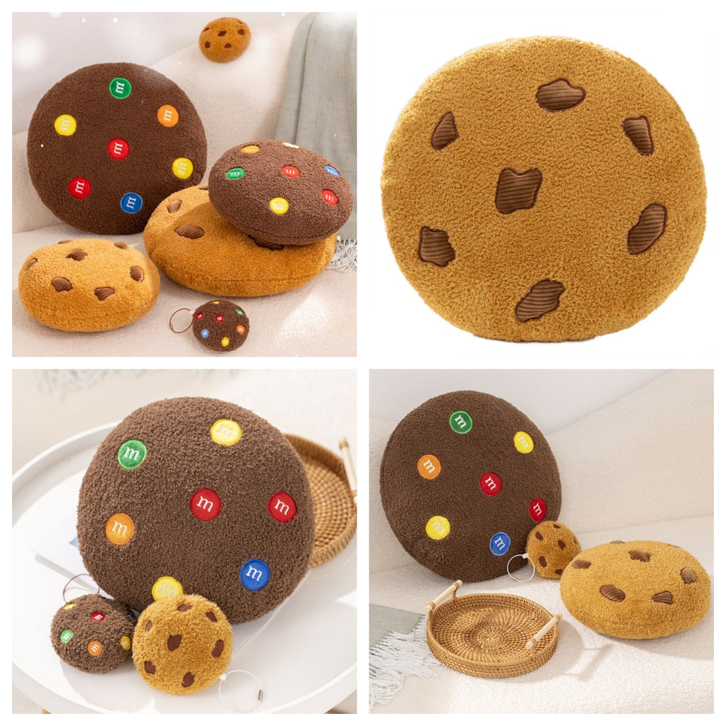 Catalog display of various cookie plushies including cushions and keychains for global wholesale.