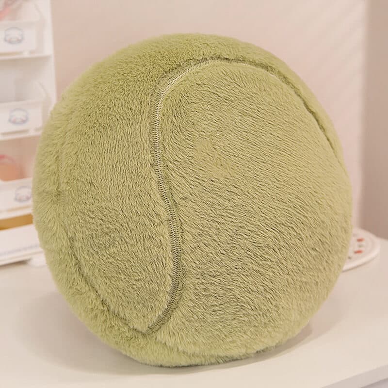 Green tennis ball stuffed plush toy soft cushion for wholesale novelty gift shops.