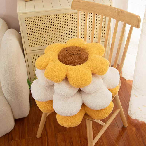 High-ROI aesthetic floral chair cushions stacked on wooden chair, optimized for retail distributors.