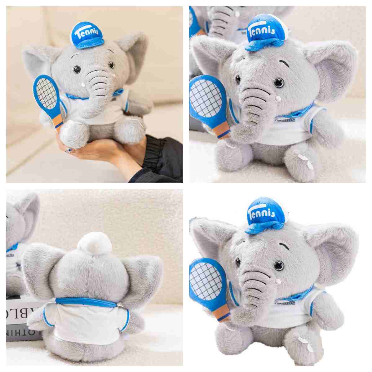 High-ROI athletic elephant plush toy back view, an ideal high-ticket jackpot prize for amusement centers.