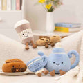 Bulk collection of kawaii breakfast food plushies including teapot, teacup, and pastry designs for global B2B trade.