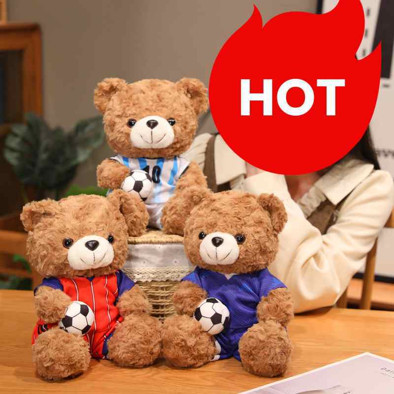 High-ROI collectible football bear stuffed animals featuring national teams for amusement and retail.
