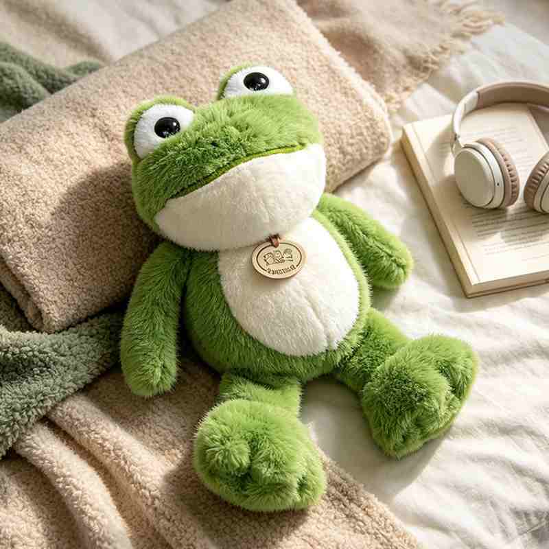 High-ROI cute frog stuffed animal with a vintage neck charm, maximizing seasonal nursery and cottagecore room decor retail appeal.