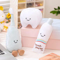 High-ROI dental care plush collection featuring a tooth, toothbrush, and toothpaste, perfect for novelty gift shop supply.