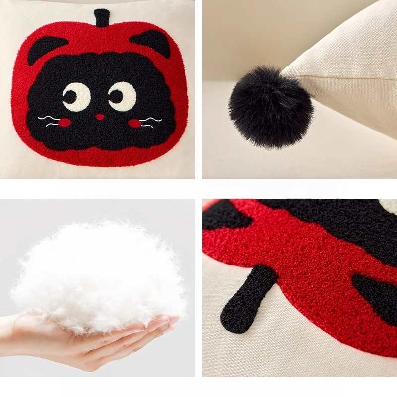 High-ROI pom-pom edge cushion fabric and stuffing detail, optimized for B2B quality checks.