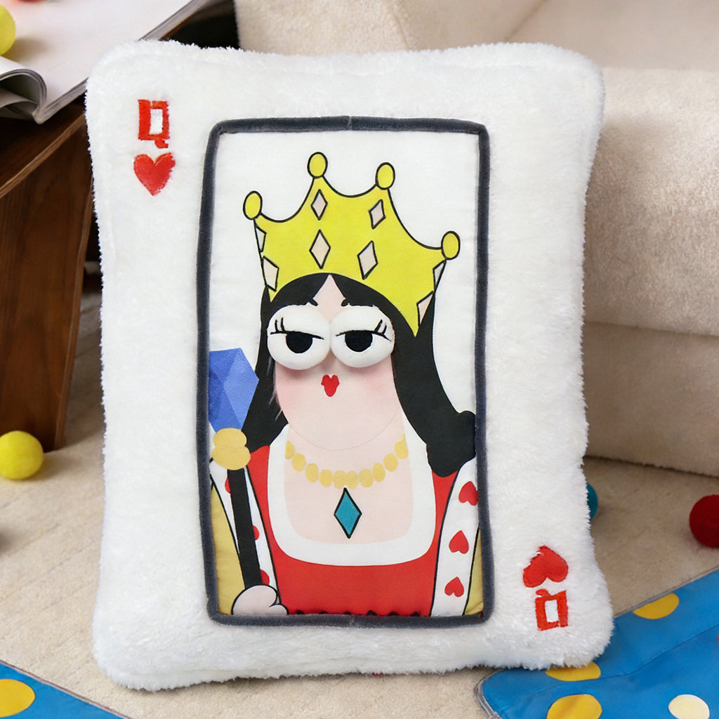 High-ROI Queen card throw pillow featured on a soft studio background, perfect for boutique room and lounge decor.