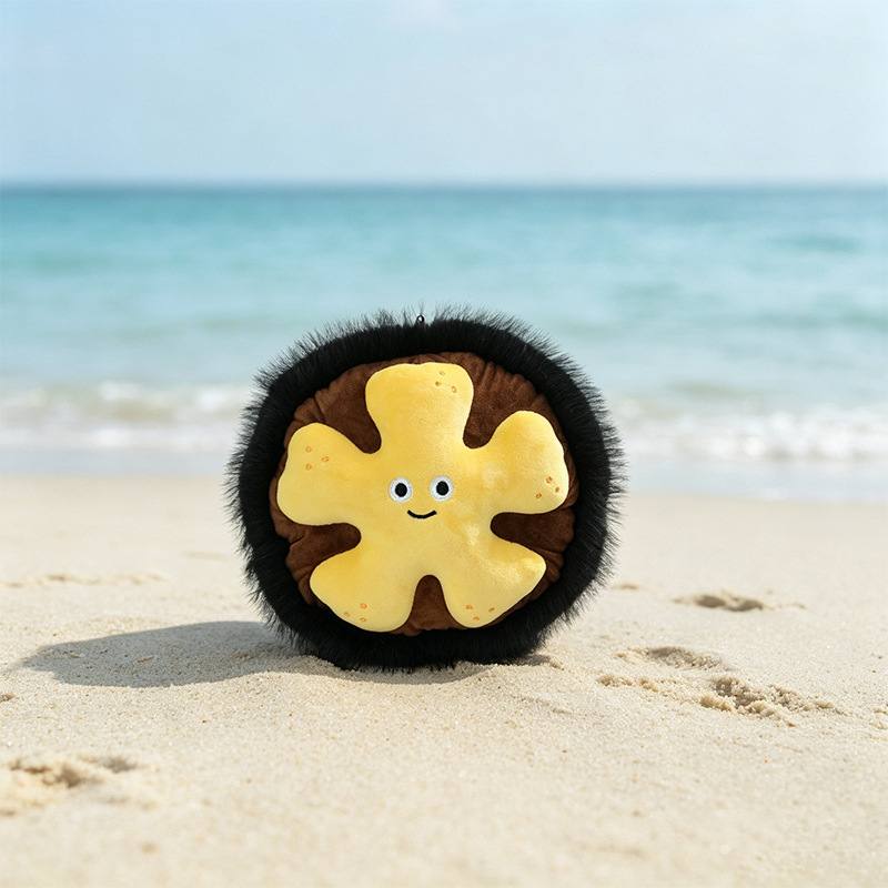 High-ROI star-shaped sea creature plush cushion on a beach for retail distributors.