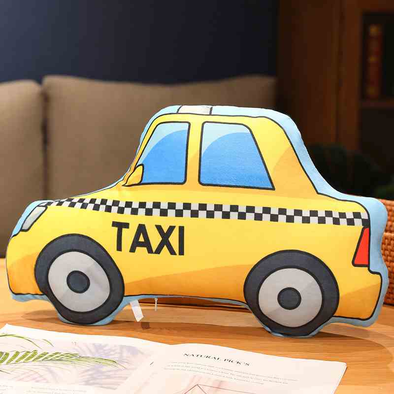 High-ROI yellow taxi car stuffed pillow for global importers and supermarket promotional aisles.
