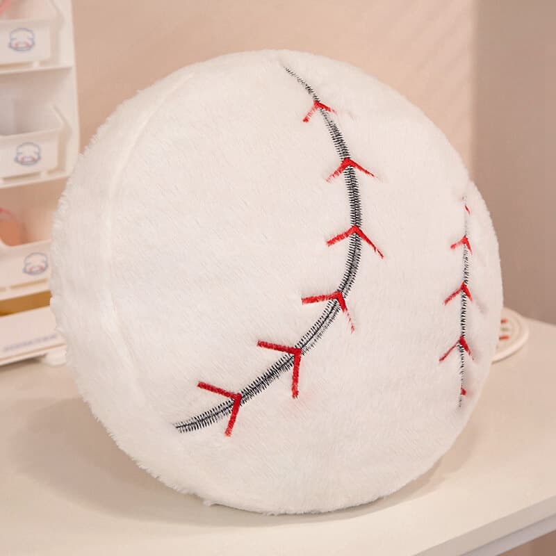 Custom embroidered baseball plush pillow cushion for bulk B2B export.
