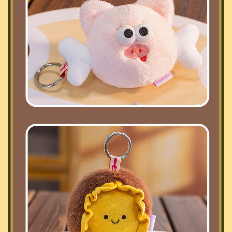 Kawaii flying pig and yellow flower plush bag charms for boutique accessory wholesale and retail supply.