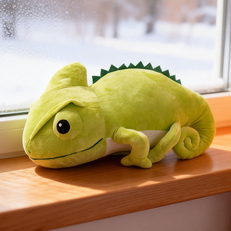 Novelty green chameleon stuffed toy featured in our wholesale B2B catalog.