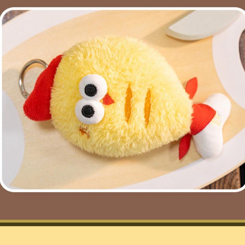 Novelty fried chicken bag charm with red hat for trendy gift shop supply.