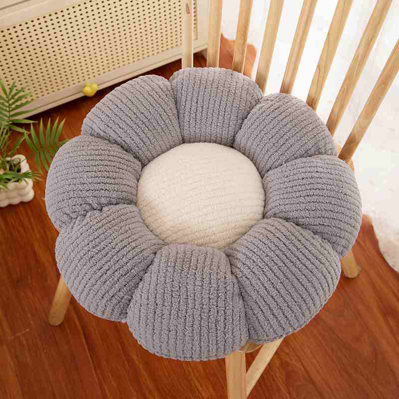 Nursery decor grey floral plush seating pad on chair for global wholesale distributors.