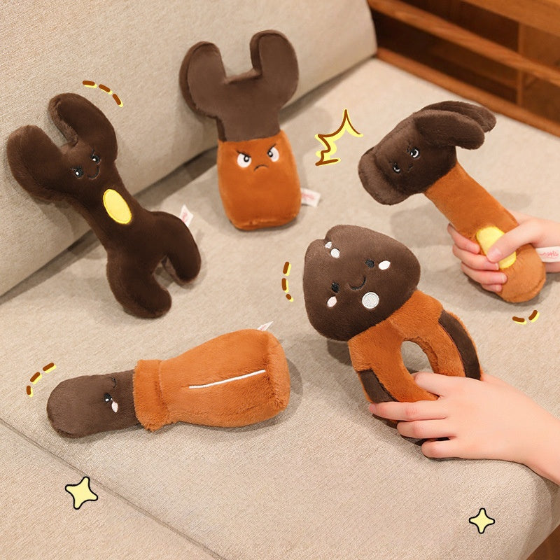 Complete set of novelty plush tools including hammer, wrenches, and pliers from direct factory B2B supplier.
