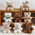 Premium boutique teddy bear plush display on wooden shelves and wicker basket, highlighting multi-style inventory for global wholesale buyers.