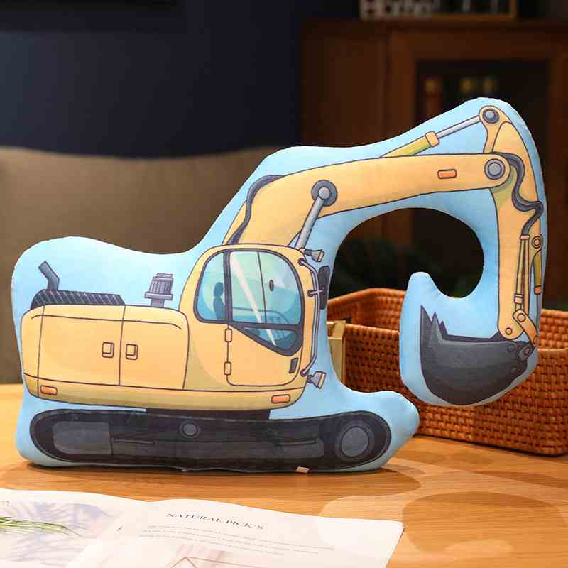 Premium excavator plush cushion, driving massive impulse buys in toy stores and supermarkets.