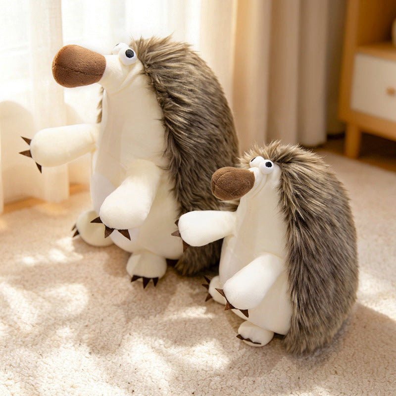 Premium quirky hedgehog plushie family displayed by a window, an excellent choice for a distributor targeting modern nursery decor.
